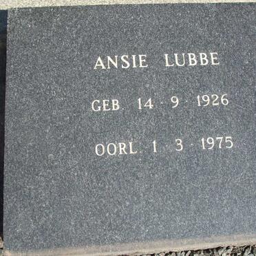 LUBBE Ansie 1926-1975
