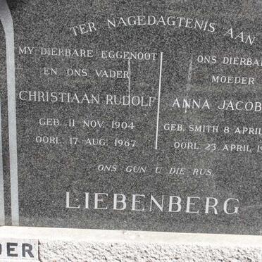 LIEBENBERG Christiaan Rudolf 1904-1967 & Anna Jacoba E. SMITH 1902-1987