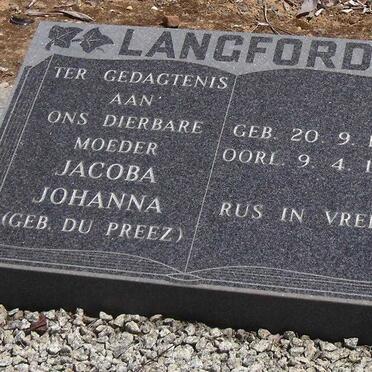 LANGFORD Jacoba Johanna nee DU PREEZ 1889-1980
