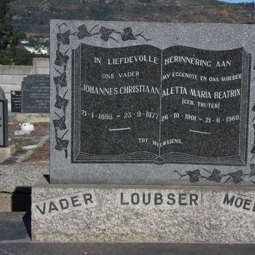 LOUBSER Johannes Christiaan 1895-1977 & Aletta Maria Beatrix TRUTER 1901-1960