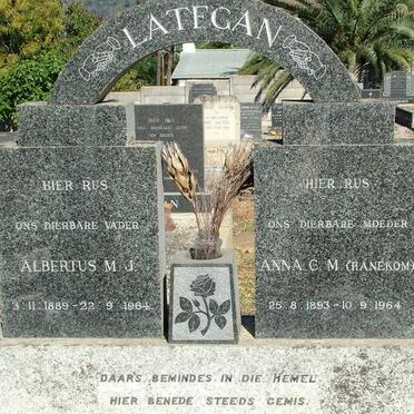 LATEGAN Albertus M.J. 1889-1964 & Anna C.M. HANEKOM 1893-1964