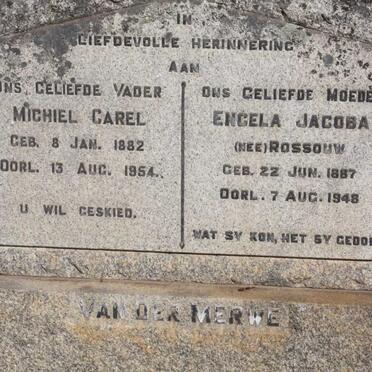MERWE Michiel Carel, van der 1882-1954 & Engela Jacoba ROSSOUW 1887-1948
