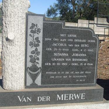 MERWE Jacobus Van Der Berg, van der 1900-1960 & Susanna Johanna JANSEN VAN RENSBURG 1901-1964