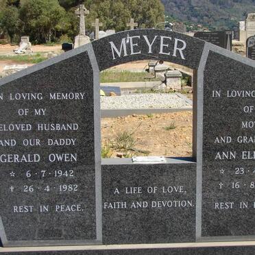 MEYER Gerald Owen 1942-1982 & Ann Elizabeth 1944-1994