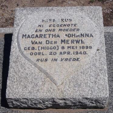 MERWE Margaretha Johanna, van der nee HIGGO 1899-1940
