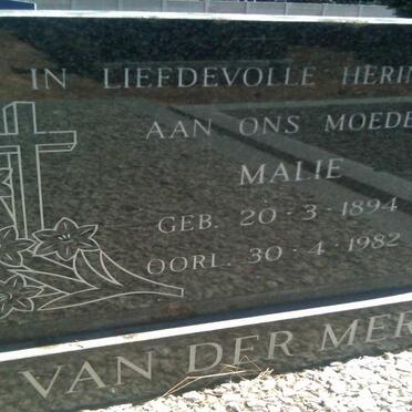 MERWE Malie, van der 1894-1982