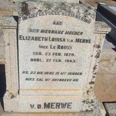 MERWE Elizabeth Louisa, V.D. nee LE ROUX 1879-1943