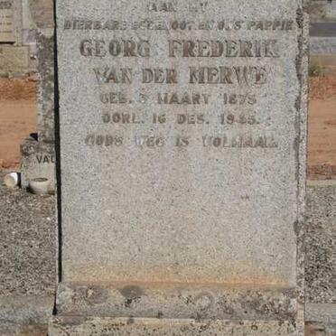 MERWE Georg Frederik, van der 1875-1945
