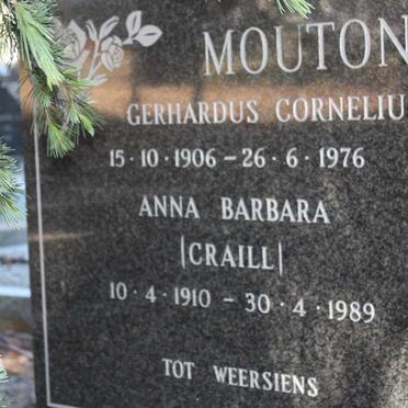 MOUTON Gerhardus Cornelius 1906-1976 & Anna Barbara CRAILL 1910-1989