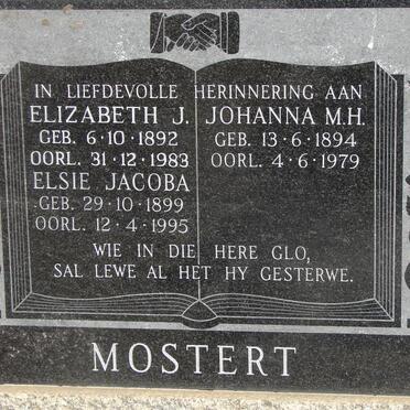 MOSTERT Elizabeth J. 1892-1983 :: MOSTERT Johanna M.H. 1894-1979 :: MOSTERT Elsie Jacoba 1899-1995