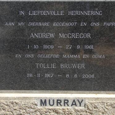 MURRAY Andrew McGregor 1909-1961 & Tollie BRUWER 1917-2006