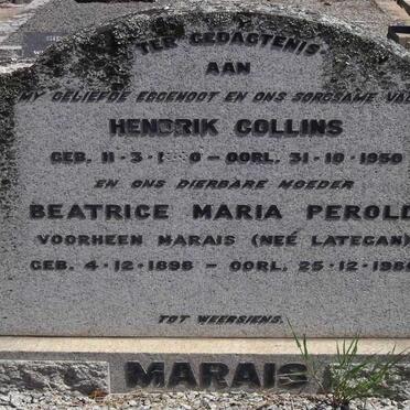 MARAIS Hendrik Collins 1900 -1950 & Beatrice Maria PEROLD voorheen MARAIS nee LATEGAN 1898-1980