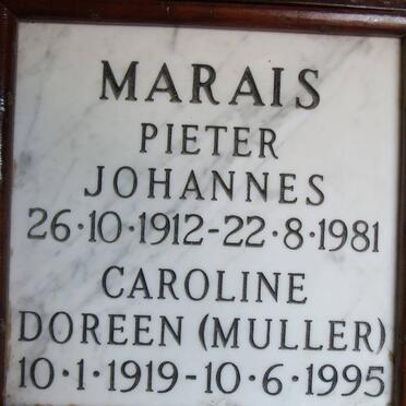 MARAIS Pieter Johannes 1912-1981 & Caroline Doreen MULLER 1919-1995