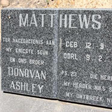 MATTHEWS Donovan Ashley 1971-1994