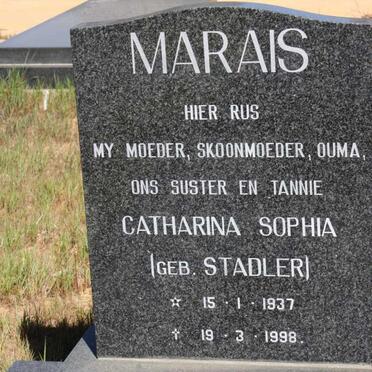 MARAIS Catharina Sophia nee STADLER 1937-1998