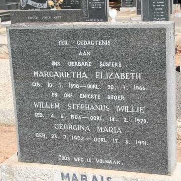 MARAIS Margarietha Elizabeth 1898-1966 :: MARAIS Willem Stephanus 1904-1970 :: MARAIS Georgina Maria 1902-1991