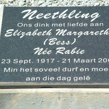 NEETHLING Elizabeth Margaretha nee RABIE 1917-2001