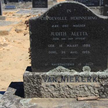 NIEKERK Judith Aletta, van nee VAN DER VYVER 1868-1959