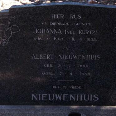 NIEUWENHUIS Albert 1899-1958 &amp; Johanna KURTZ 1900-1955