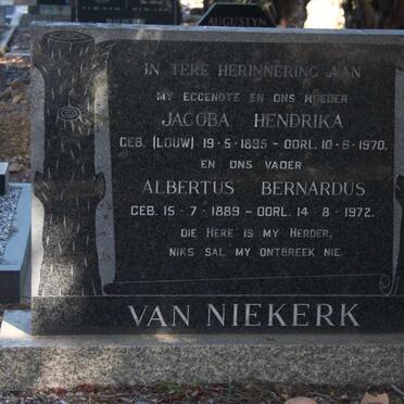 NIEKERK Albertus Bernardus, van 1889-1972 &amp; Jacoba Hendrika LOUW 1895-1970