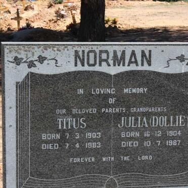 NORMAN Titus 1903-1983 &amp; Julia 1904-1987