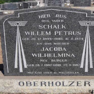 OBERHOLZER Schalk Willem Petrus 1899-1954 &amp; Jacoba Wilhelmina BURGER 1902-1982