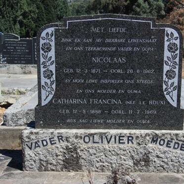 OLIVIER Nicolaas 1871-1962 &amp; Catharina Francina LE ROUX 1888-1969