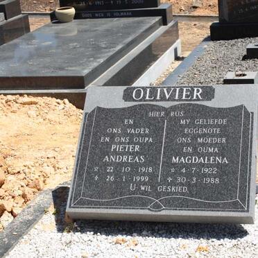 OLIVIER Pieter Andreas 1918-1999 &amp; Magdalena 1922-1988