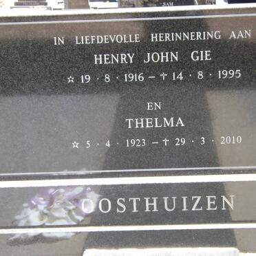 OOSTHUIZEN Henry John Gie 1916-1995 &amp; Thelma 1923-2010