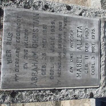 PEROLD Abraham Christian 1881-1939 &amp; Mabel Alleta 1890-1975