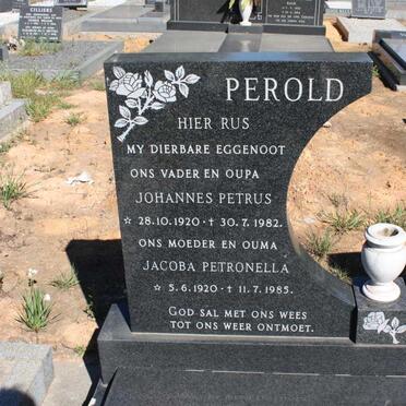 PEROLD Johannes Petrus 1920-1982 &amp; Jacoba Petronella 1920-1985