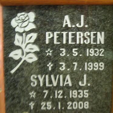 PETERSEN A.J. 1932-1999 &amp; Sylvia J. 1935-2008