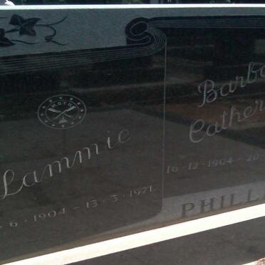 PHILLIPS Lammie 1904-1971 &amp; Barbara Catherine 1904-1987