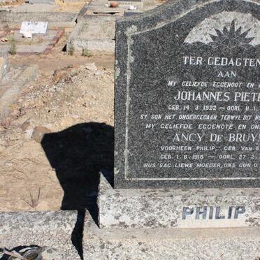 PHILIP Johannes Pieter 1922-1951 &amp; Ancy DE BRUIN formerly PHILIP nee VAN EEDEN 1918-1974