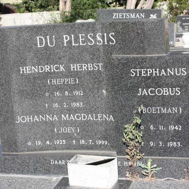 PLESSIS Hendrik Herbst, du 1912-1983 &amp; Johanna Magdalena 1923-1999 :: Stephanus Jacobus 1942-1983