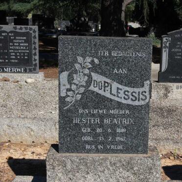 PLESSIS Hester Beatrix, du 1889-1967