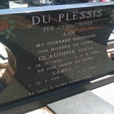 PLESSIS Sarel P., du 1919-1983 &amp; Glaudina 1924-1982
