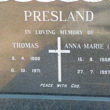 PRESLAND Thomas 1900-1971 &amp; Anne-Marie 1908-1997