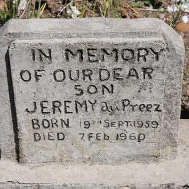 PREEZ Jeremy, du 1959-1960