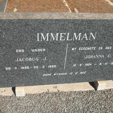 IMMELMAN Jacobus J. 1899-1982 & Johanna C. 1904-1968