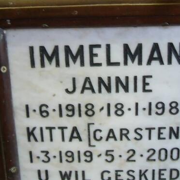 IMMELMAN Jannie 1918-1988 Kitta CARSTENS 1919-2003
