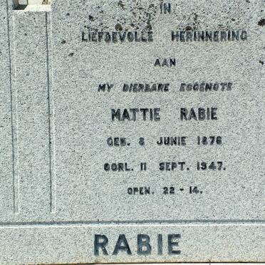 RABIE Mattie 1876-1947