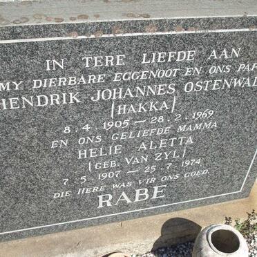 RABE Hendrik Johannes Ostenwald 1905-1969 &amp; Helie Aletta VAN ZYL 1907-1974