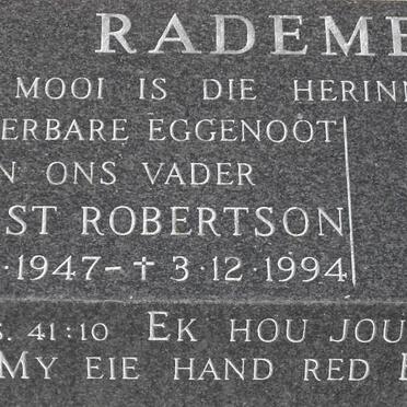 RADEMEYER Ernest Robertson 1947-1994