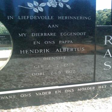 RAS Hendrik Albertus 1928-1977 &amp; Christina Maria 1931-1983