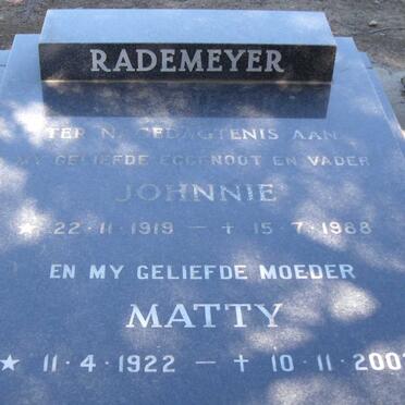 RADEMEYER Johnnie 1919-1988 &amp; Matty 1922-2002