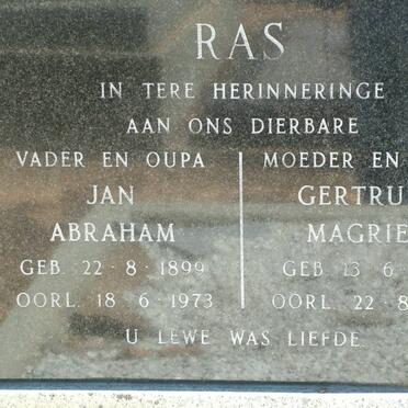 RAS Jan Abraham 1899-1973 &amp; Gertruida Magrieta 1904-1985