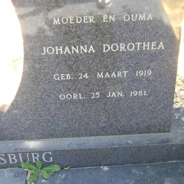 RENSBURG Johanna Dorothea, Janse van 1919-1981