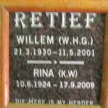 RETIEF W.H.G. 1930-2001 &amp; K.W. 1924-2009