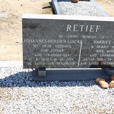 RETIEF Johannes Hendrik 1905-1977 &amp; Harriet Eliza 1911-2006